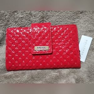 Kenneth Cole Reaction Utility Clutch Red with Pink & Black Interior NWT